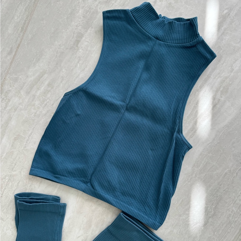 ZARA Lounge Ribbed Set - Blue - Picture 3 of 6